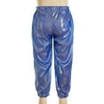 thumbnail image 4 of Kvysinly Kids Boys and Girls Elastic Waistband Harem Pants Shiny Metallic Jazz Hip Hop Street Dance Blue 120, 4 of 6