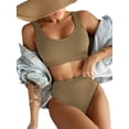 thumbnail image 2 of High Waisted Bikini Set for Women Athletic Two Piece Swimsuit Sporty Scoop Neck Bathing Suit for Teen Girls Juniors, 2 of 6