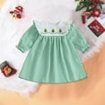 thumbnail image 2 of mgoYE Toddler Baby Girl Clothes Christmas Dress Crew Neck Long Sleeves Tulle Patchwork A Line Dress(Green,3-4 Years), 2 of 5