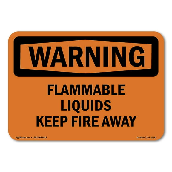 OSHA WARNING Sign - Flammable Liquids Keep Fire Away | Decal | Protect Your Business, Construction Site, Warehouse & Shop Area | Made in the USA