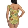 thumbnail image 5 of Easygdp Floral with Butterflies Women's One Shoulder Ruffle Monokini Bathing Suits with Removable Chest Pad, Quick Drying - Small, 5 of 8