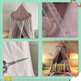 thumbnail image 2 of Bed Canopy for with Lights,Double Layer Princess Round Dome Dreamy Mosquito Net Bedding Girls Room Castle Play Tent Hanging House Decor Reading Nook Canopies(Jujube Red/White), 2 of 14