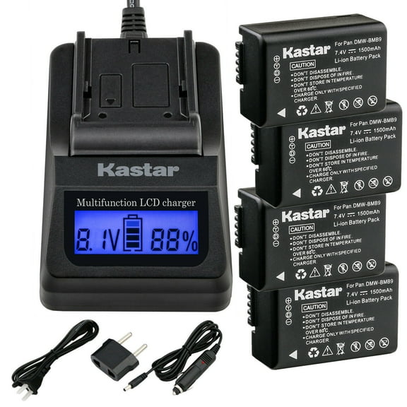Kastar Battery 4-Pack and Fast Charger Replacement for Panasonic DMW-BMB9 DMW-BMB9E DMW-BMB9PP Lumix DMC-FZ40 DMC-FZ45 DMC-FZ47 DMC-FZ48 DMC-FZ60 DMC-FZ62 DMC-FZ70 DMC-FZ72 DMC-FZ100 DMC-FZ150 Camera