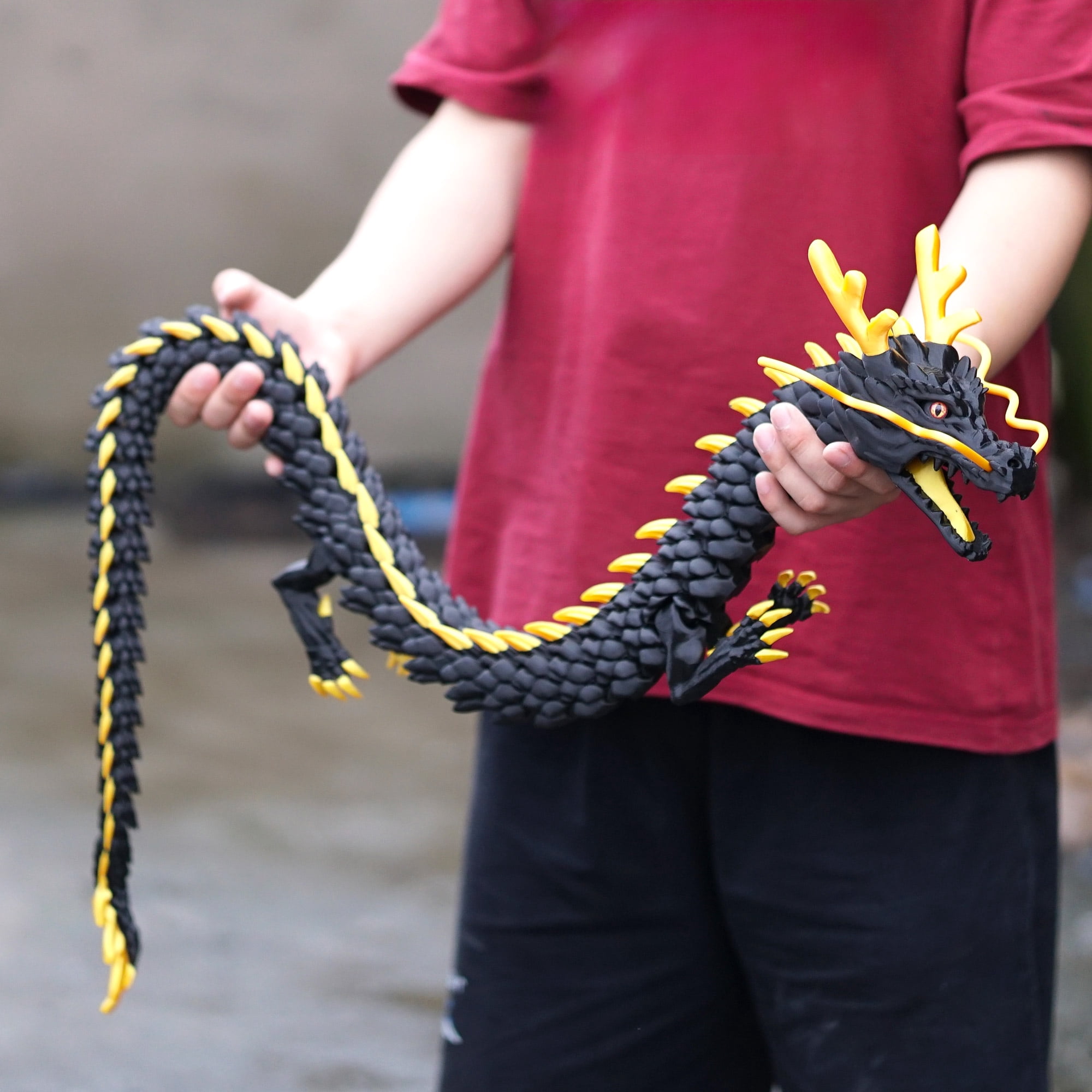 47.5inch 3D Printed dragon,Flexible Joint Animal lacertid Figurines,Realistic Eyes, Home Office Decor,Fidget Toy for Adults Teens Boy Festival Gifts