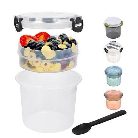 Portable and Reusable Parfait Cups with Lids Yogurt Cups with Toppings Cereal Or Oatmeal Containers Leak-Proof Breakfast Cups 20 Oz (590 Ml) Capacity for Meal Management