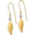 thumbnail image 2 of 14K Two-Tone Two Tone Stamped Leaf Shepherd Hook Earrings (35 X 10) Made In Indonesia h1111, 2 of 5