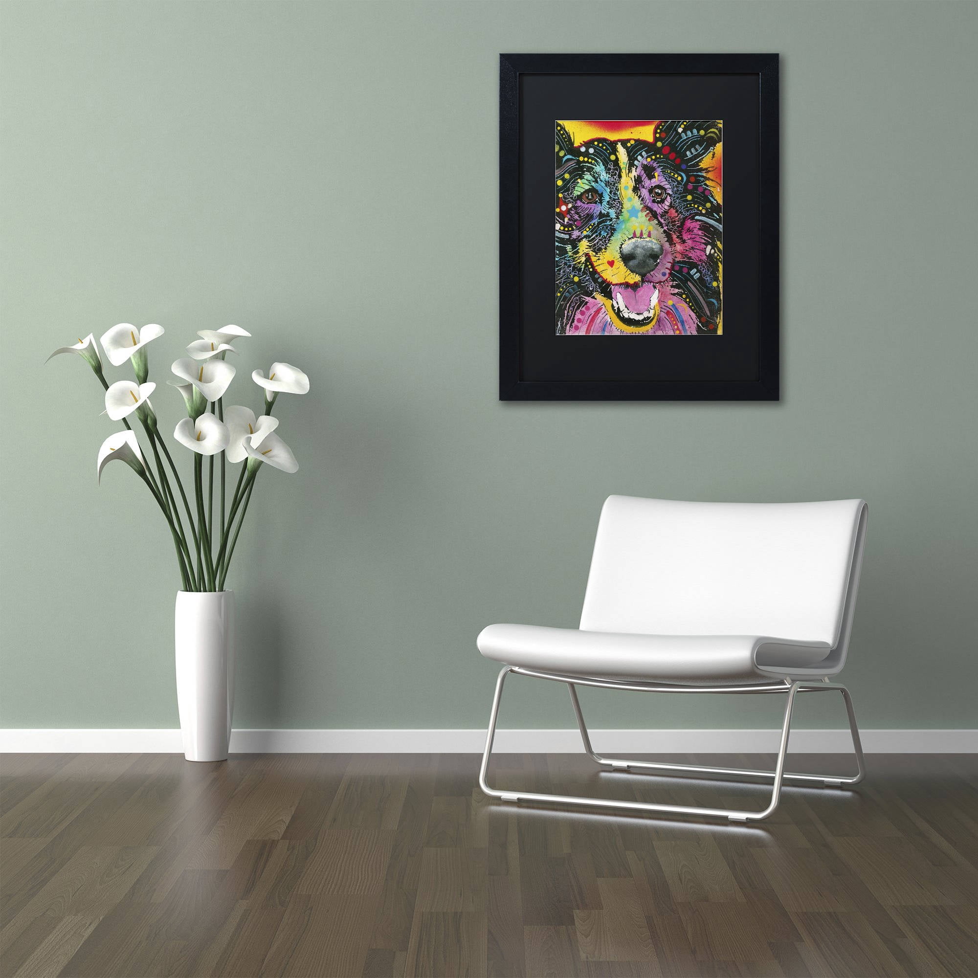 Trademark Fine Art "Smiling Collie" Canvas Art by Dean Russo, Black Matte, Black Frame