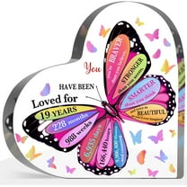 19th Gift for Birthdays for Women Men, 19 Year Old Birthday Acrylic Sign, Inspirational Butterfly Keepsake Sign, Happy 19 Gift for Birthdays Idea for Friends, Table Desk for Home 4x4 inch