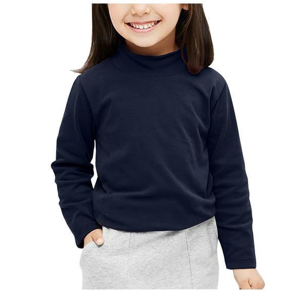 Gubotare T Shirts for Girls Girls Raglan Length Sleeve T Shirts Fashion Fall Turtleneck Cute Tops Color Block Long Sleeve Size 12-14 (Navy,12-14 Years)