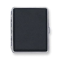 Black Lizard Texture Leather (Holds 20-100mm) Silver-tone Cigarette /Card Case QGM4995