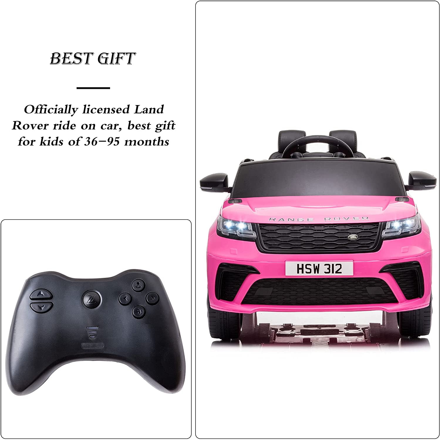 CIPACHO 12V Land Rover Vehicle Kids Ride On Car w/2.4G RC, 4 Wheel Suspension, LED, Music, for Boys Girls (Pink)