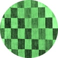 thumbnail image 1 of Ahgly Company Indoor Round Checkered Emerald Green Modern Area Rugs, 4' Round, 1 of 4