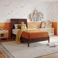 thumbnail image 1 of Valencia Twin Solid Wood Low Profile Sleigh Platform Bed in Walnut, 1 of 13