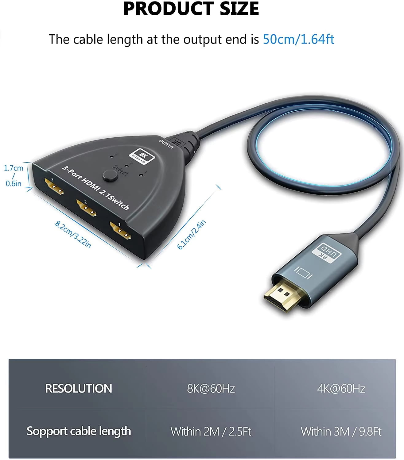 Commutateur HDMI 4K, 3 Ports - Répartiteur HDMI - Répartiteur HDMI 3D