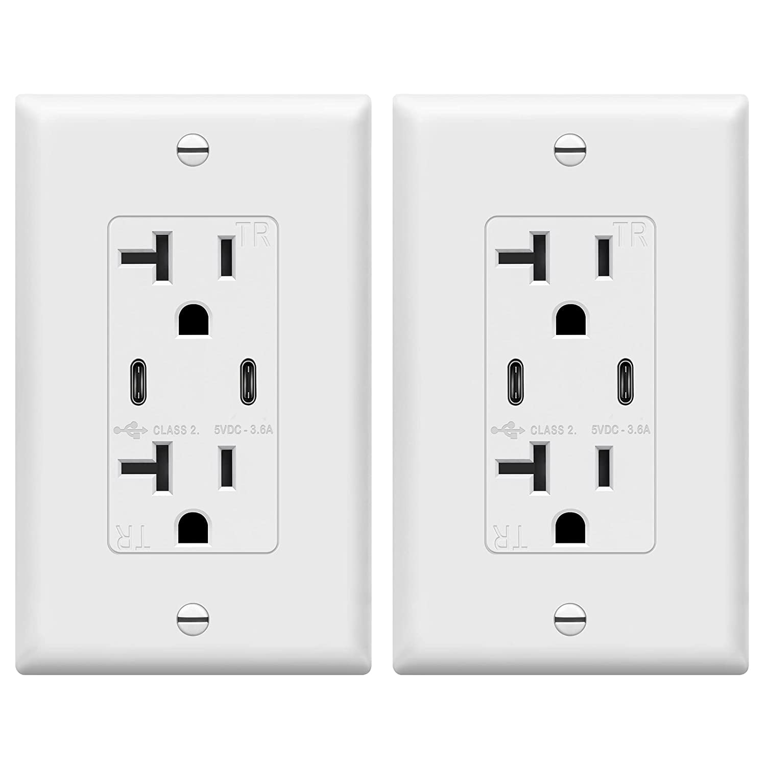 TOPGREENER USB Wall Outlet, Type C, 20 Amp TamperResistant Receptacle