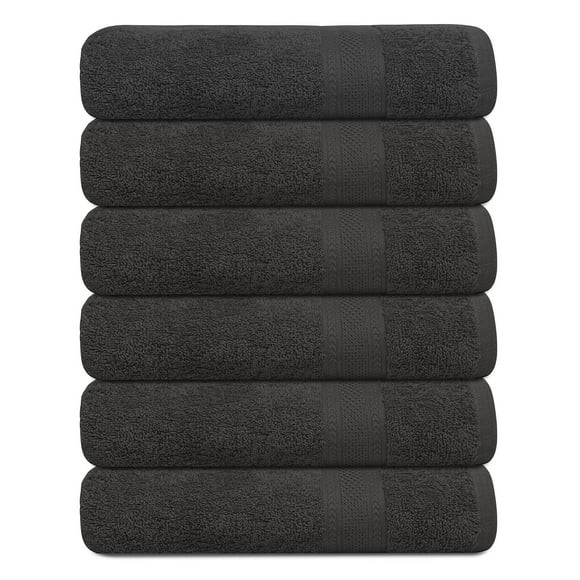 Juego de toallas de baño TEXCRAFT, tamaño grande, rizo de algodón, 24 x 50 cm, paquete de 6