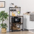 thumbnail image 2 of HOMCOM Industrial Multifunctional Kitchen Bakers Rack, Microwave Stand, Coffee Bar Station with Storage Shelves, Wire Basket, 5 Hanging Hooks, Walnut, 2 of 10