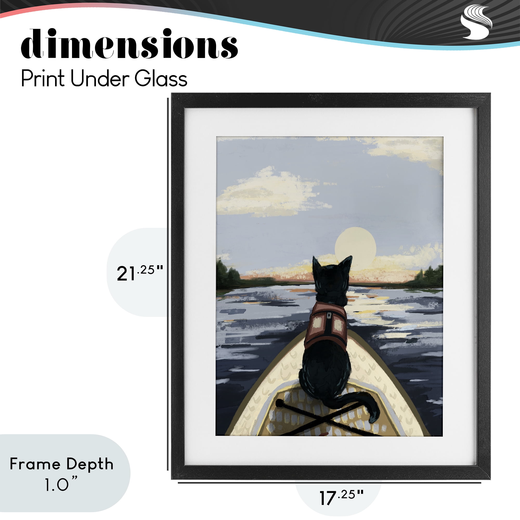 Stupell Industries Peaceful Cat Viewing Lake Black Framed Print Under Glass, design by Denise Bartkus