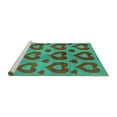 thumbnail image 2 of Ahgly Company Machine Washable Indoor Square Abstract Turquoise Blue Modern Area Rugs, 7' Square, 2 of 4