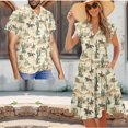 thumbnail image 2 of Garronmavis Horse Cowboy Couples' Outfits Cactus Husban and Wife Clothing Women's V-neck Dress Beach Party Dresses Size 7XL and Short Sleeve Shirt for Men Light Hawaiian Shirts, 2 of 7
