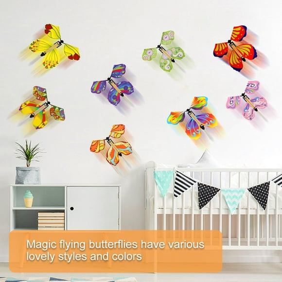 CNKOO 20 PCS Magic Fairy Flying Butterfly Flying Paper Butterflies Rubber Band Powered Wind Up Toy Surprise Gift for Party Playing Birthday Christmas Anniversary Wedding
