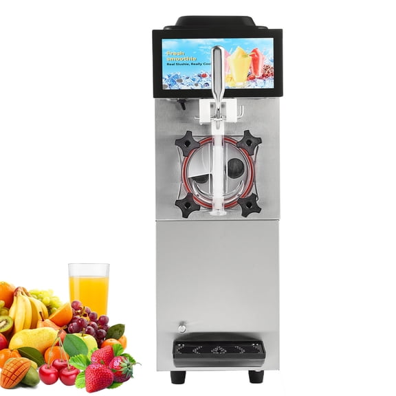KFFKFF Industrial Icy Beverage Equipment, Single Reservoir of 12L / 3.17 Gal, Chilling and Freezing Functions, Metallic Margarita Smoothie Frozen Beverage Creator