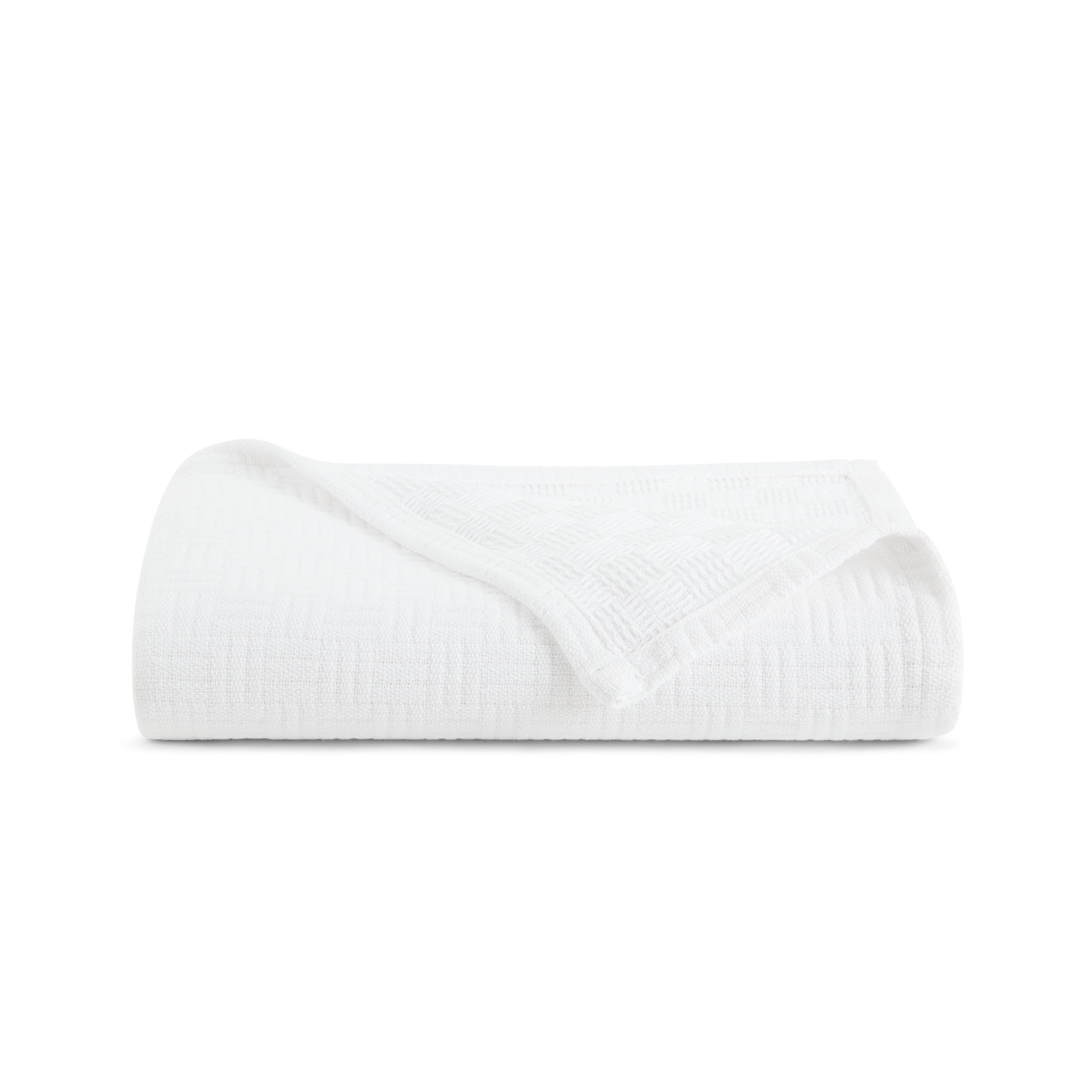 Host & Home 100% Cotton Basketweave Throw, Lightweight Blanket, 300GSM, 50x70, White