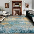 thumbnail image 2 of FairOnly 6'x9'Abstract Colorful Texture Area Rug Non Slip Stain Resistant Foldable Carpet for Minimalist Living Room Bedroom，Golden Blue, 2 of 7