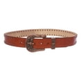 thumbnail image 2 of Snap On Western Crocodile Print Stitching-Edged Studded Leather Belt, 2 of 2