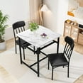 thumbnail image 6 of Baxluxe Dining Set for 2 with Solid Wood Tabletop with Storage Shelf Dining Set with 2 PU Leather Upholstered Chairs for Small Spaces, Apartments, Breakfast Nooks, 6 of 7