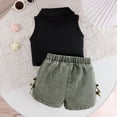 thumbnail image 5 of BOOMNY Toddler Girls Outfit Set 2 Peice Clothes Set for Girl Sleeveless Solid Color Tops Denim Shorts Cozy Kids Dailywear, 5 of 9