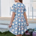 thumbnail image 5 of yuCgh Floral Print Easter Dress for Girls, Short Sleeve Summer Dress with Front Pocket, Lightweight Casual Party Dress for Kids,Blue 110, 5 of 5
