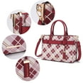 thumbnail image 7 of MKF Collection Vivian Plaid Vegan Leather Women's Satchel Bag, Elegant Top-handle Purse Handbag by Mia K - Burgundy Red, 7 of 7