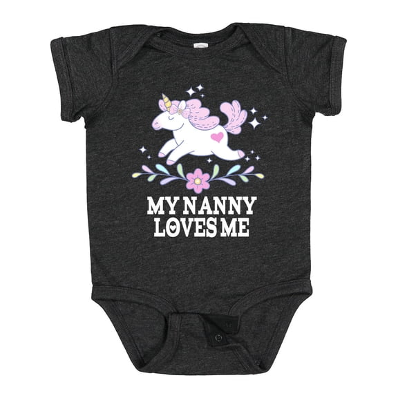 Inktastic My Nanny Loves Me Girl Unicorn Girls Baby Bodysuit
