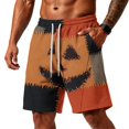 thumbnail image 2 of Sewkxo Men's Halloween Haunted House Printed Cotton Pajama Shorts Comfort Elastic Waist Night Sleep Shorts,Saffron XL, 2 of 5