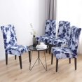 thumbnail image 4 of Stretchy Dining Chair Covers Set of 4, Elastic Kitchen Chair Slipcovers Removable Protective Cover Nonslip for Hotel Dining Room Ceremony Banquet Wedding Party (4 Pack, Navy Blue -Graffiti), 4 of 8