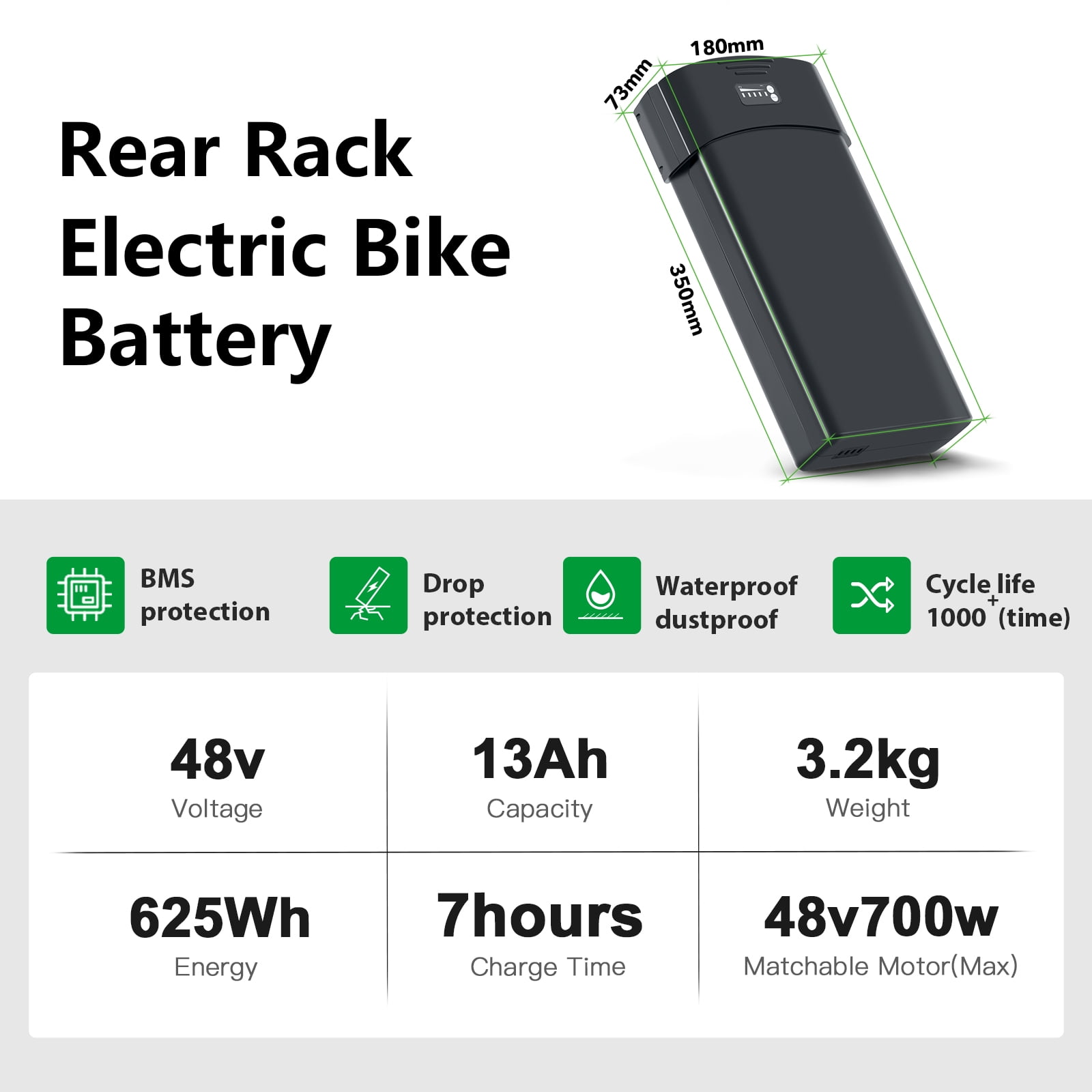YOSE POWER Ebike Battery 48V 13Ah Battery for PEDEGO Electric Bicycle Pgoebikes Lithium Batteries Replacement Electric Bike Ebike Replacement Battery