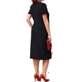 thumbnail image 4 of LWavelet Women's Plus Size Sheath Dress Short Sleeve V-Neck Wrap Ruched Bodycon Midi Dress Black 2XL, 4 of 4