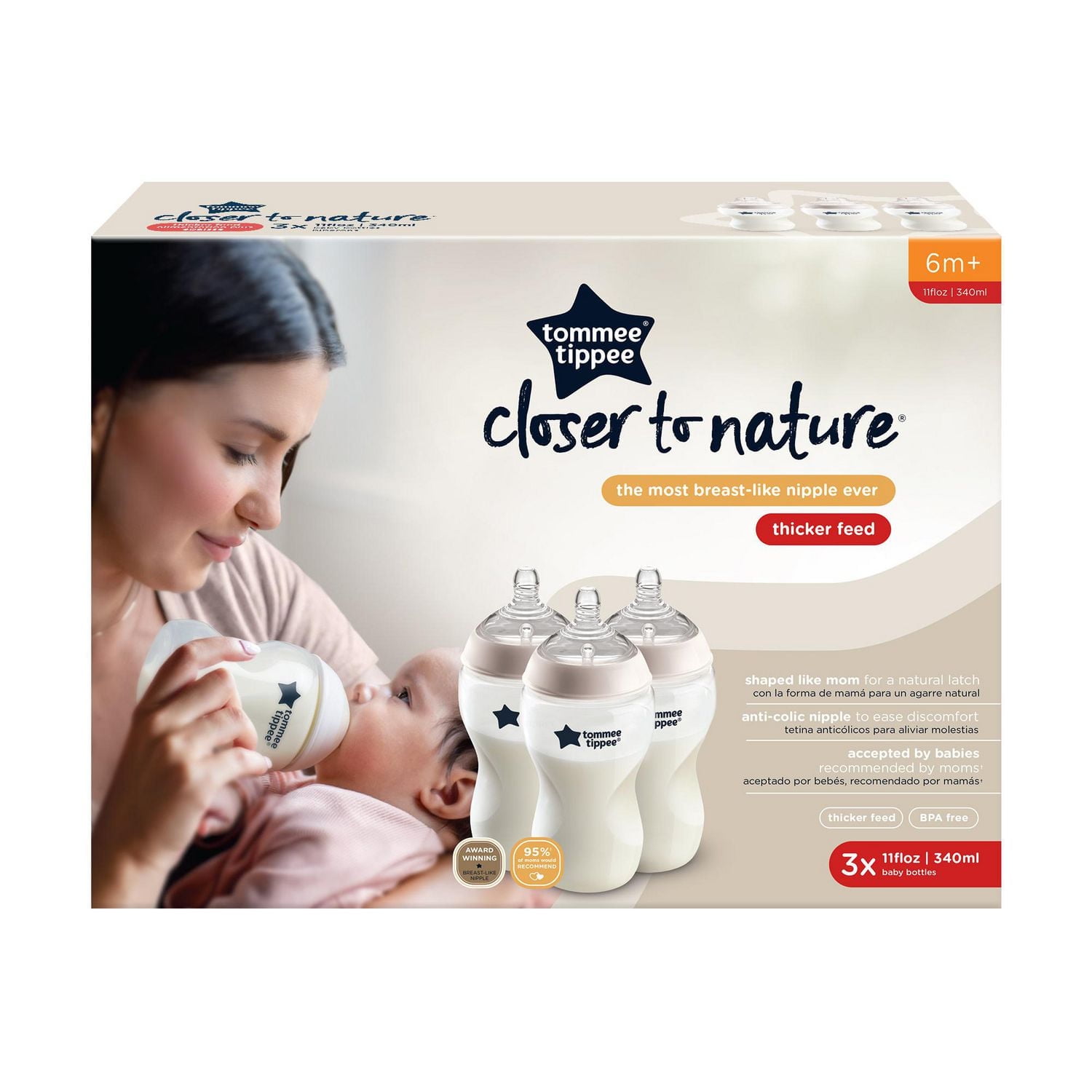 Tommee Tippee Closer to Nature Added Cereal Baby Bottle, 11oz