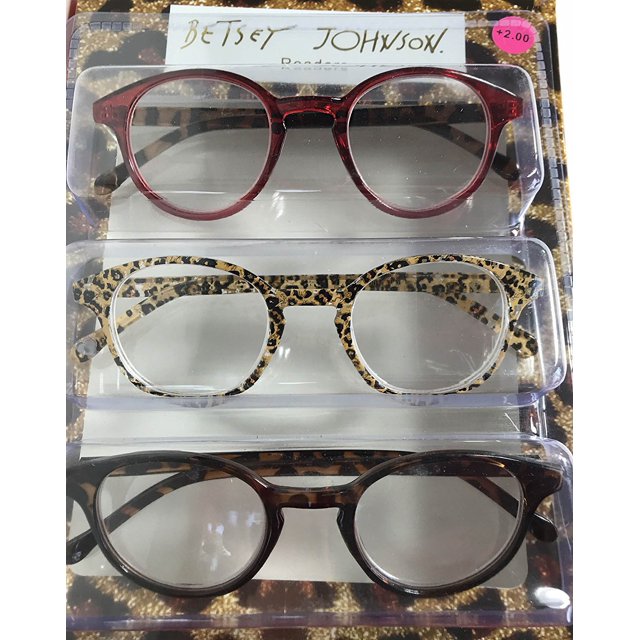 Betsey Johnson 3 PAIRS Reading Glasses Leopard Readers +1.50