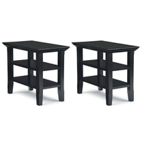 Acadian 14 inch Solid Wood Transitional Narrow Side Table in Black (Set of 2)