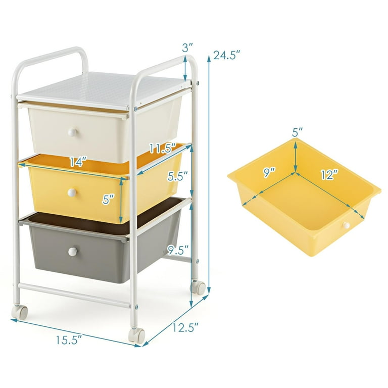 Chrome/Clear 3-Drawer Rolling Organizer Cart