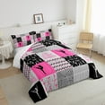 thumbnail image 3 of Manfei Sport Theme Bedding Comforter Set,Gymnastics Game Twin Comforter Sets,Pink Geometric Wave Lines Bedding Set For Girls,Breathable Room Decorative Reversible,2pcs, 3 of 8