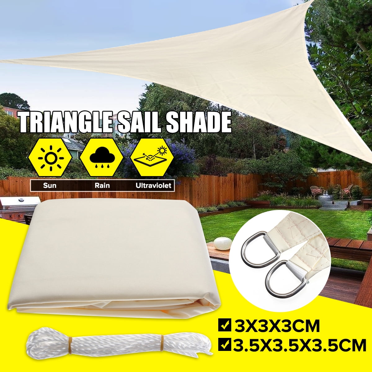 3.5m Shade Sail Triangle Waterproof Sun 