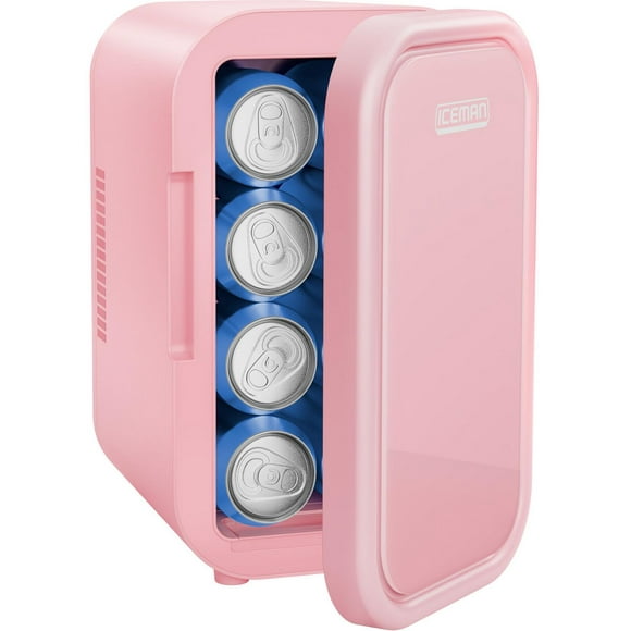 Mini-réfrigérateur portable ICEMAN avec 8 canettes de 355 ml (12 oz), refroidit et chauffe, prise pour voiture incluse - Rose, Nouveau