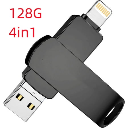 4-in-1 Flash Drive 128GB for iPhone MacBook Android phones and computers Photo Stick USB Type C Hi-Speed Memory Stick External storage drive for more photos and videos
