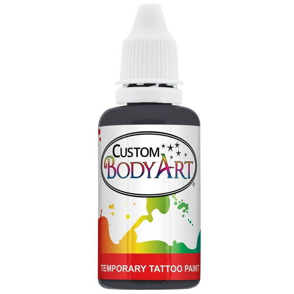 1 oz BLACK Body Art TEMPORARY TATTOO AIRBRUSH PAINT Ink