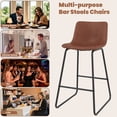 thumbnail image 5 of Aufeile 26" Counter Height Bar Stools Set of 3 – Modern Faux Leather Barstools with Back & Metal Legs, Kitchen Bar Chairs for Island, Dining Room, Dark Brown, 5 of 8