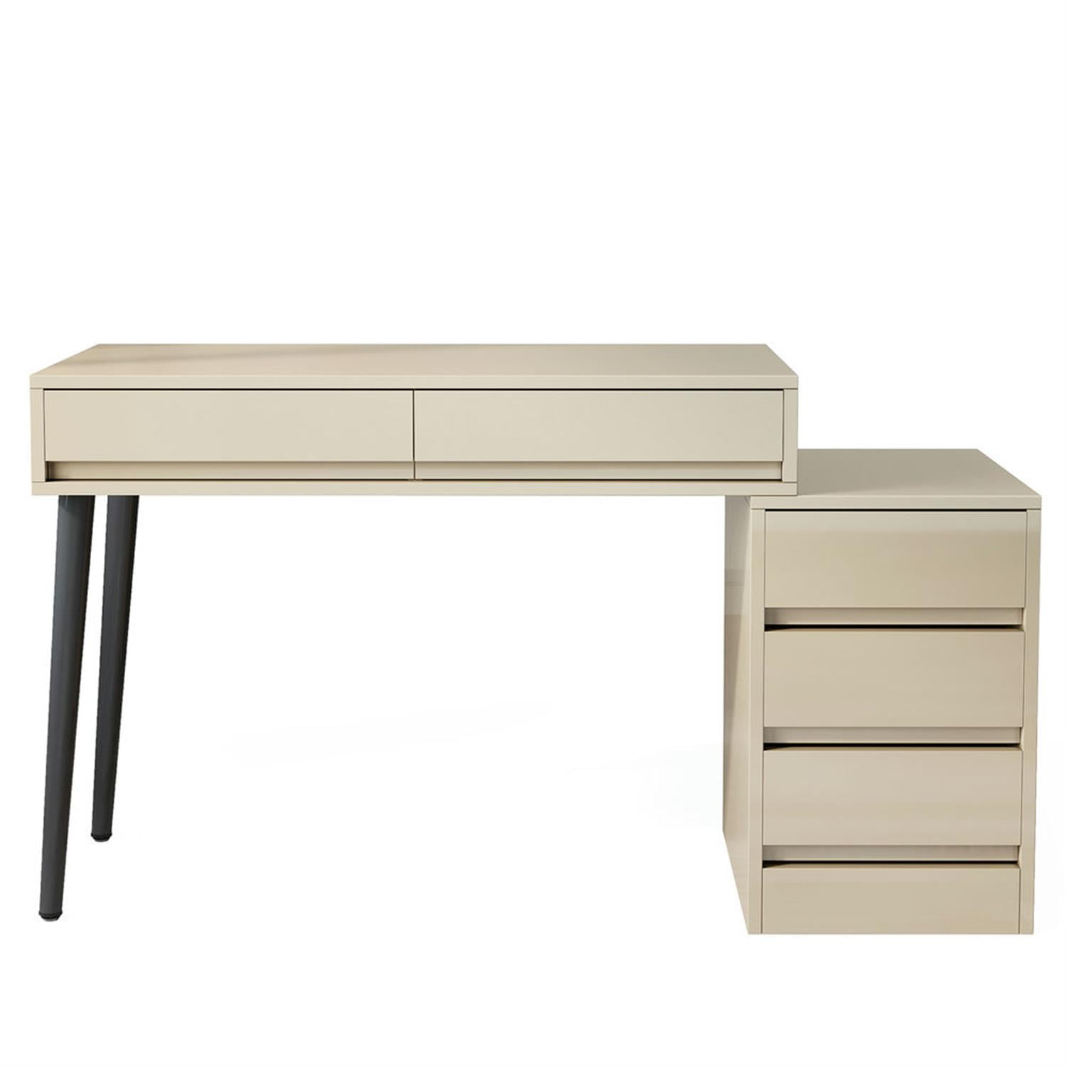 Demi Bonn 55" Computer Desk with 5 Drawer, Modern Study Writing Gaming Table for Home Office, Beige
