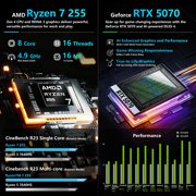 Thunderobot Storm 17 RTX 5070 Gaming Laptop, 17.3 QHD 165Hz, AMD Ryzen 7 255, 16GB DDR5, 1TB SSD, Windows 11 Home